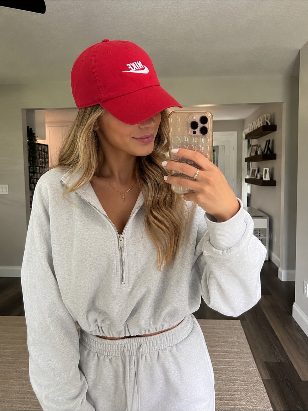 Nike Red Baseball Cap with White Swoosh